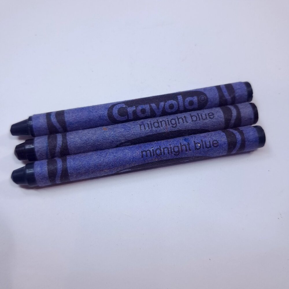 Vintage Crayola Crayons midnight blue crayon set 3 Made USA Binney & Smith disc.